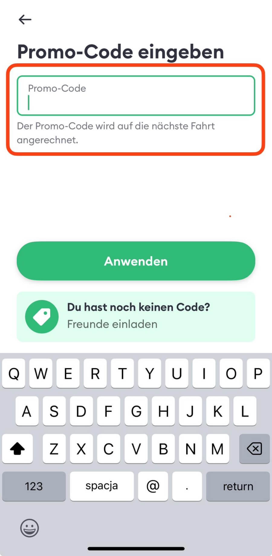 Feld für Bolt rabattcode